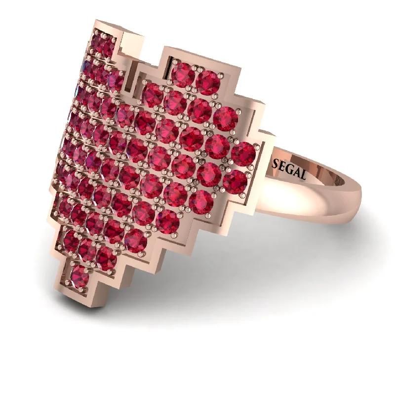 women's birth month rings-Full Heart Ruby Ring - Zara No. 11