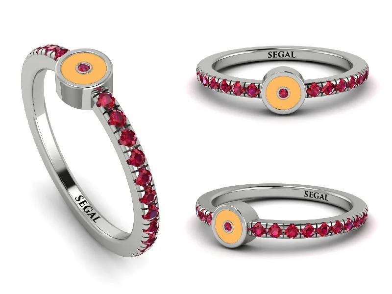 women's minimalist rings-Elegant Enamel Nazar Eye Ruby Ring - Nazar Eye No. 12