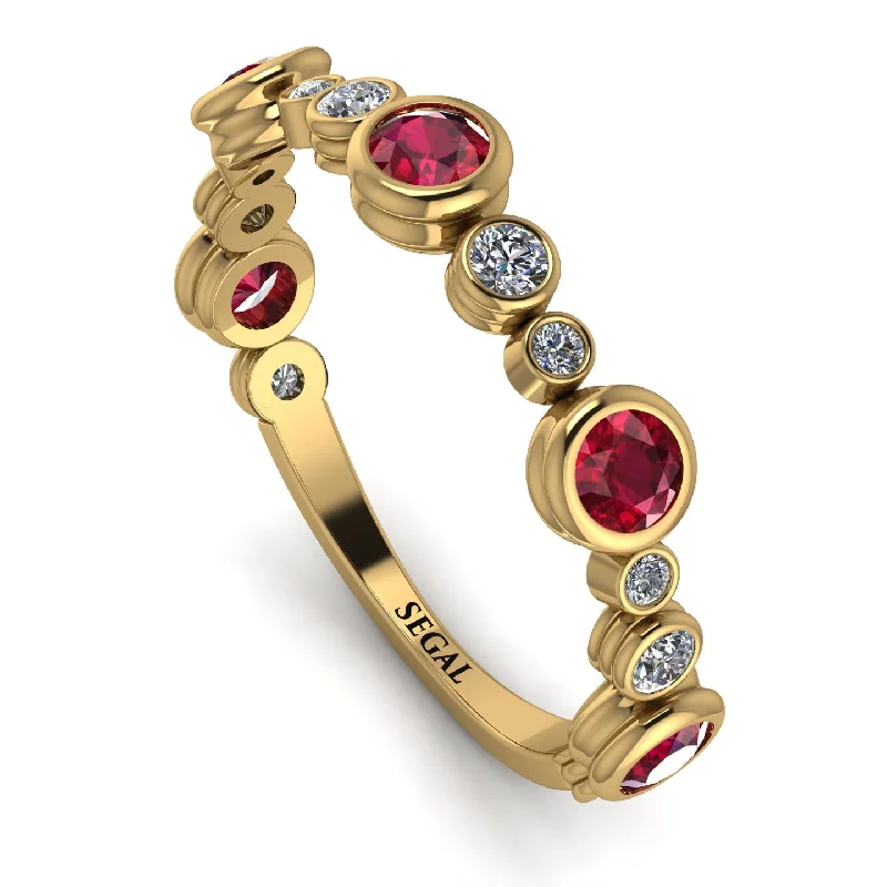 women's birthstone rings-Bezel Ruby Eternity Band - Valeria No. 10