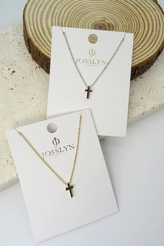 women's boho necklaces-Classic Mini Cross Necklace