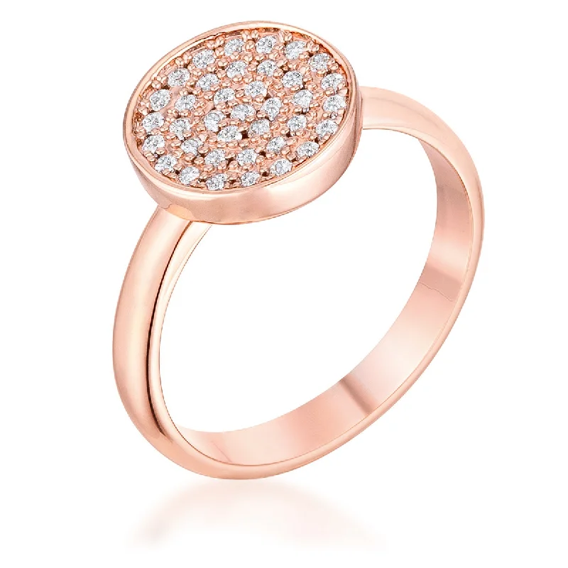 women's magnetic rings-Krystal CZ Rose Gold Pave Circle Ring | .2ct