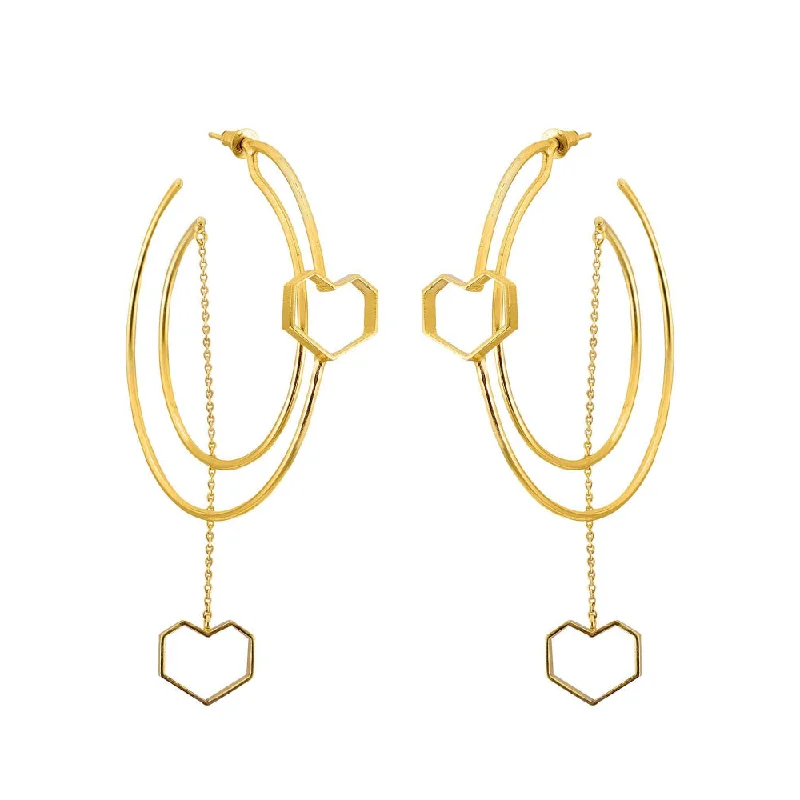 women's chic earrings-VARNIKA ARORA United- 22K Gold Plated Heart Hoops Earrings