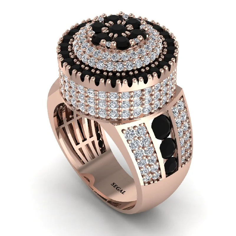 women's stylish rings-Round Black Diamond Mens Luxury Ring - Chris No. 8