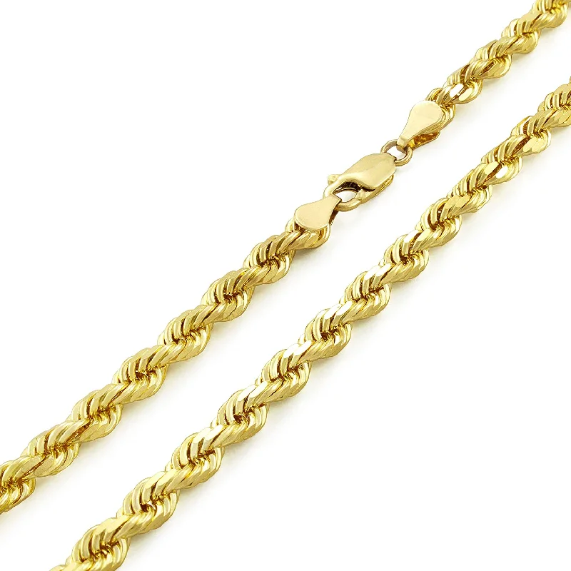 women's bold gold necklaces-Rope Diamond Cut Chain Necklace – Gold Plated .925 Sterling Silver