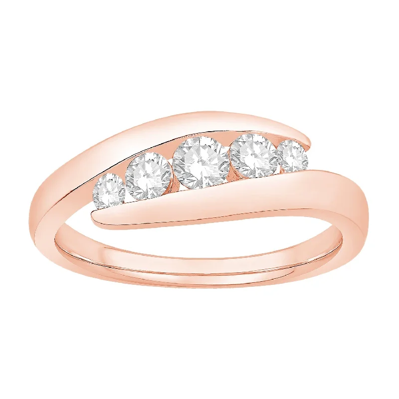 women's water-resistant rings-14K Rose Gold Diamond Fashion Ring