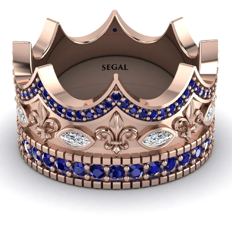 women's magnetic rings-Royal Sapphire Crown Ring For Men - Harold No. 62