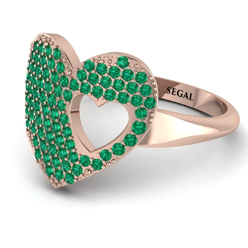 women's lightweight rings-Emerald Heart With Missing Piece - Camille No. 5