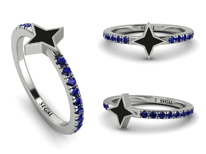 women's romantic rings-Elegant Enamel 4 Point Star Sapphire Ring - 4 Point Star No. 15