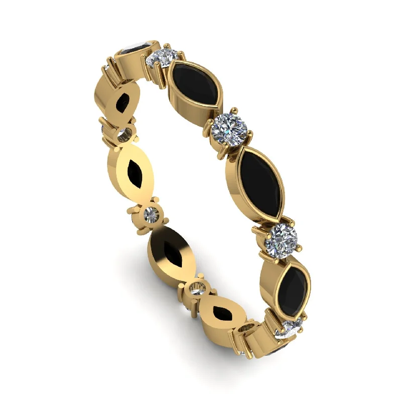 women's celestial rings-Marquise Black Diamond Eternity Band - Cecilia No. 7