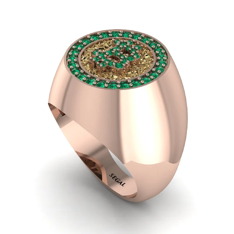 women's boho rings-Glamorous Emerald Bitcoin Ring - Dominic No. 11