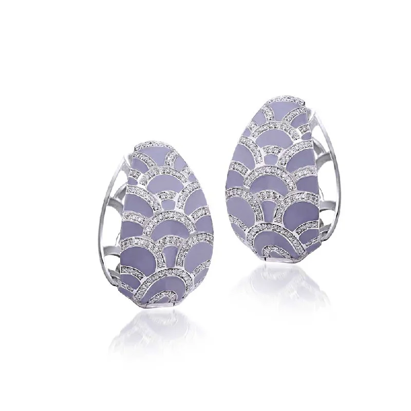 women's dangle earrings-Kaj Fine Jewellery Grey Enamel Spider Web Hoops in 18KT White Gold