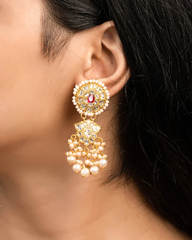 women's oversized earrings-Nitya Polki Long Earrings