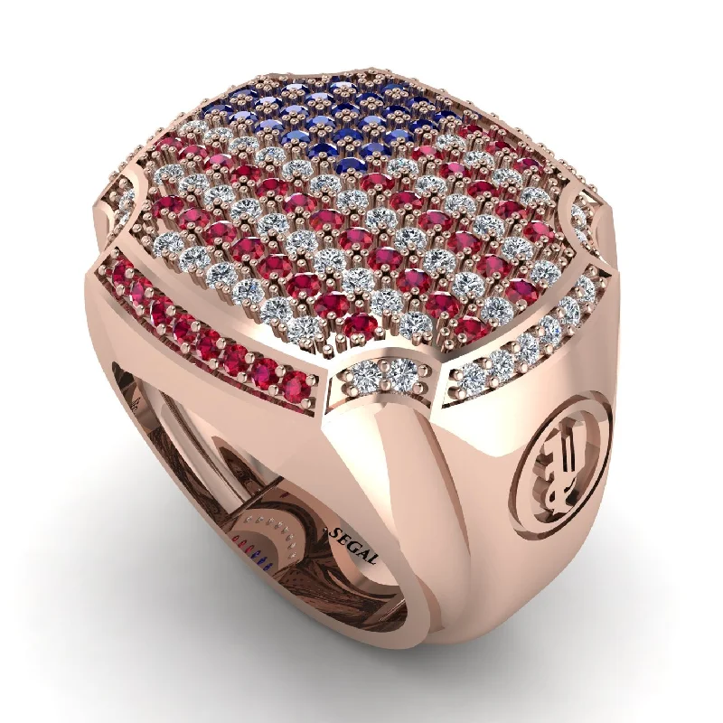 women's luxury rings-American Flag Men Signet Ring - Carl No. 5