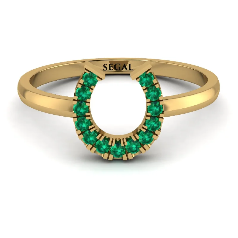 women's heart rings-Horseshoe Emerald Ring - Malia No. 4