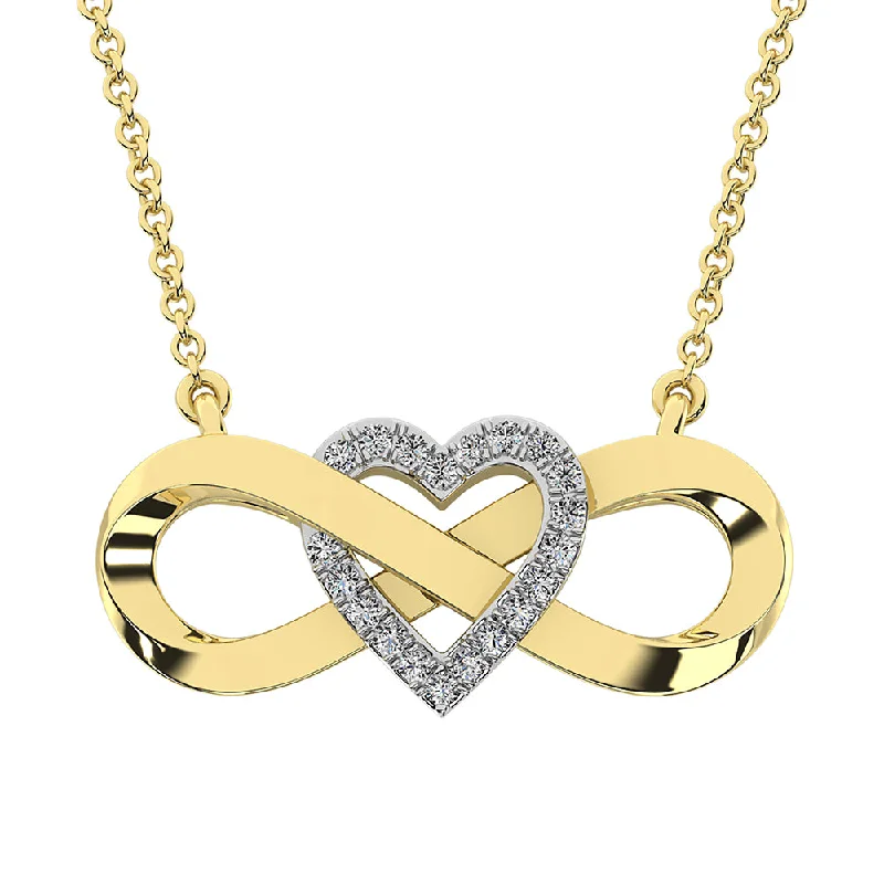 women's locket necklaces-14K Yellow Gold 1/4 Ct.Tw. Diamond Infinity with Heart Necklace