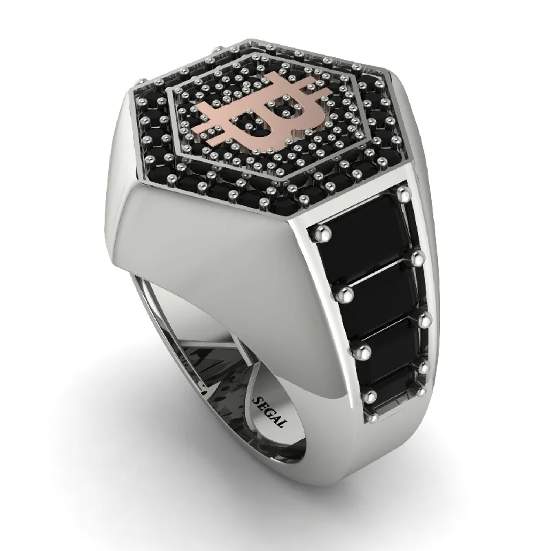 women's magnetic rings-Bitcoin Black Diamond Signet Ring - Axel No. 24