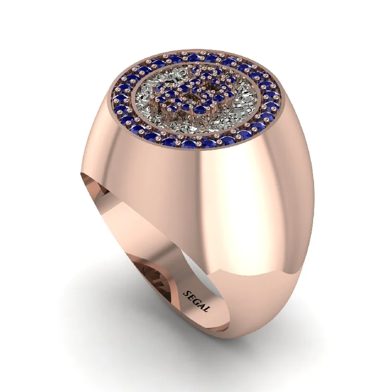 women's engraved rings-Glamorous Sapphire Bitcoin Ring - Dominic No. 44