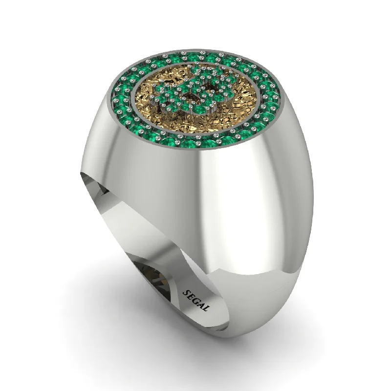 women's wedding rings-Glamorous Emerald Bitcoin Ring - Dominic No. 12