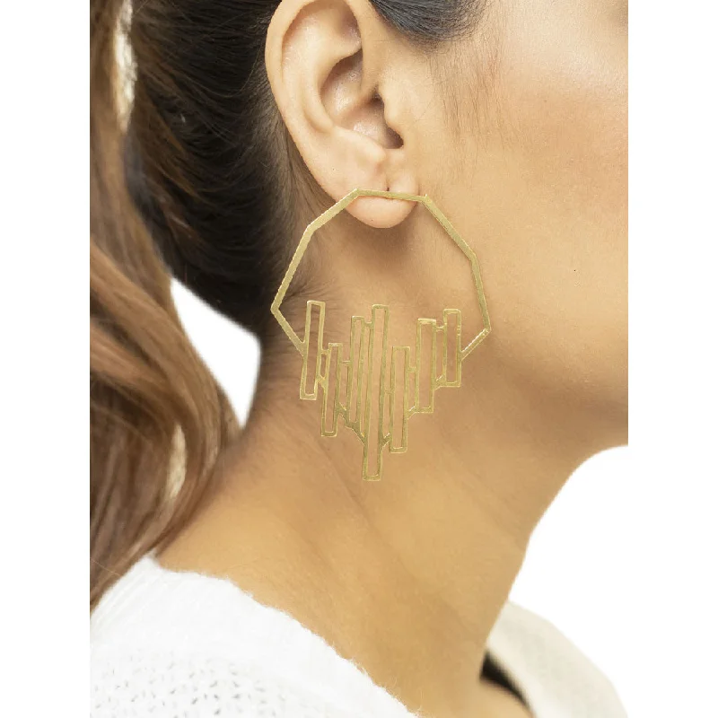 women's sleek and modern earrings-VARNIKA ARORA Deft Golden Earrings