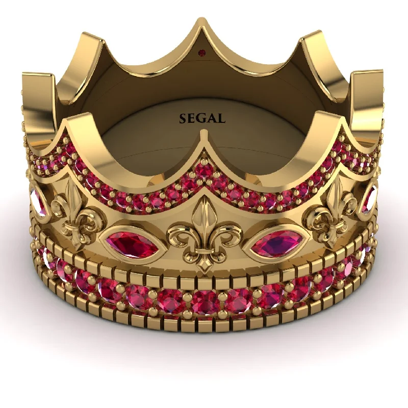 women's statement fashion rings-Royal Ruby Crown Ring For Men - Harold No. 55