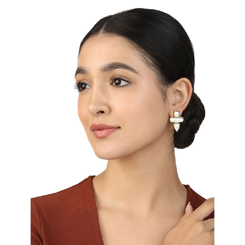 women's wood earrings-Isharya Lumen Trio Mirror Earrings In 18Kt Gold Plated