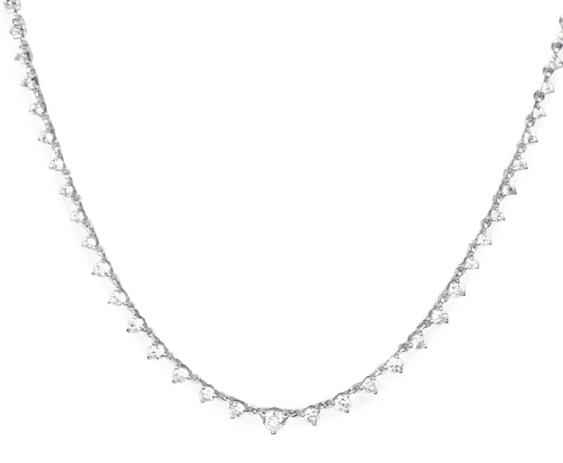 women's reiki energy necklaces-Lady's White 14 Karat Necklace Length 18 37=1.02tw Round Graduated Diamonds