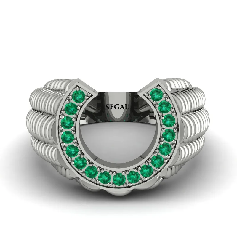 women's gemstone rings-Emerald Men Horseshoe Luck Ring - Gerald No. 6