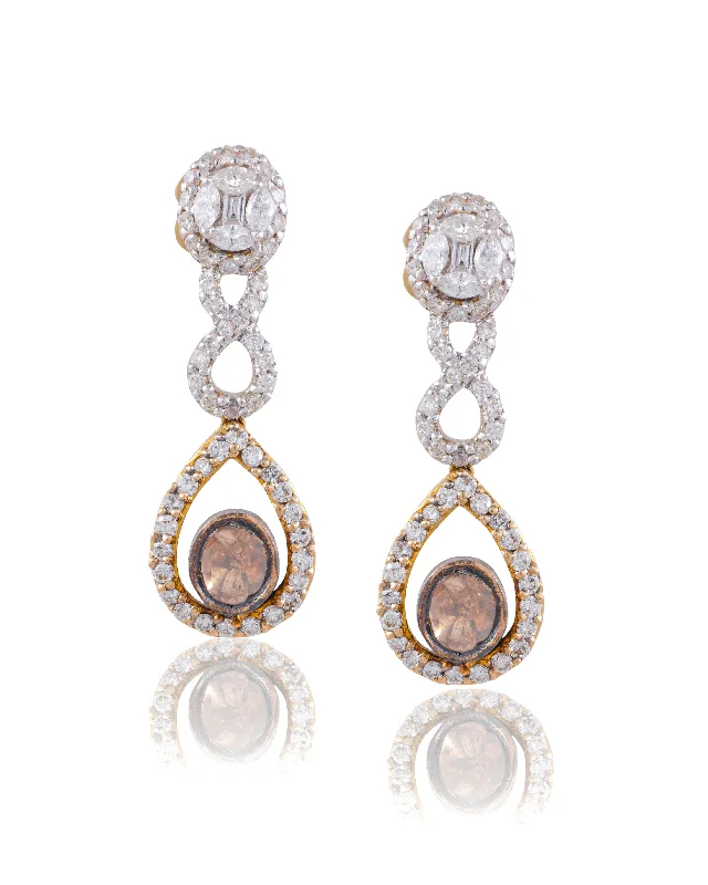 women's resin earrings-Kelly Polki And Diamond Earrings