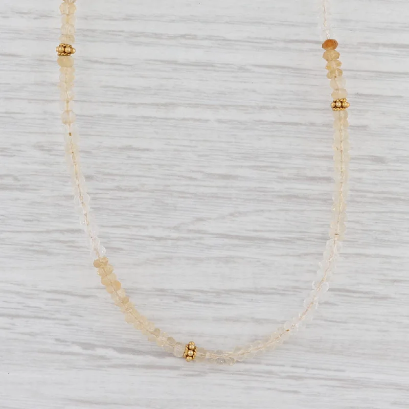 women's bold gold necklaces-New Nina Nguyen Harmony Citrine Bead Long Layer Necklace Sterling Gold Vermeil