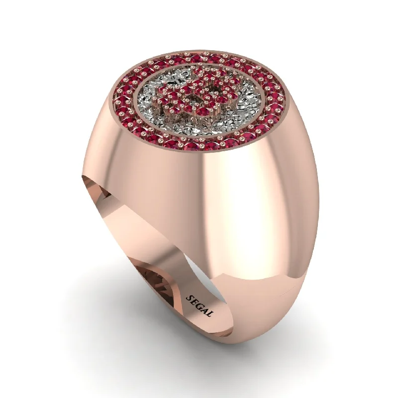 women's stacked rings-Glamorous Ruby Bitcoin Ring - Dominic No. 35