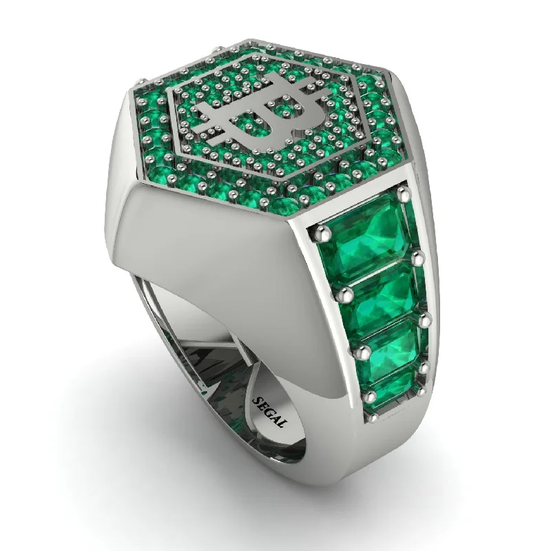 women's water-resistant rings-Bitcoin Emerald Signet Ring - Axel No. 18