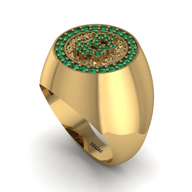 women's elegant rings-Glamorous Emerald Bitcoin Ring - Dominic No. 10