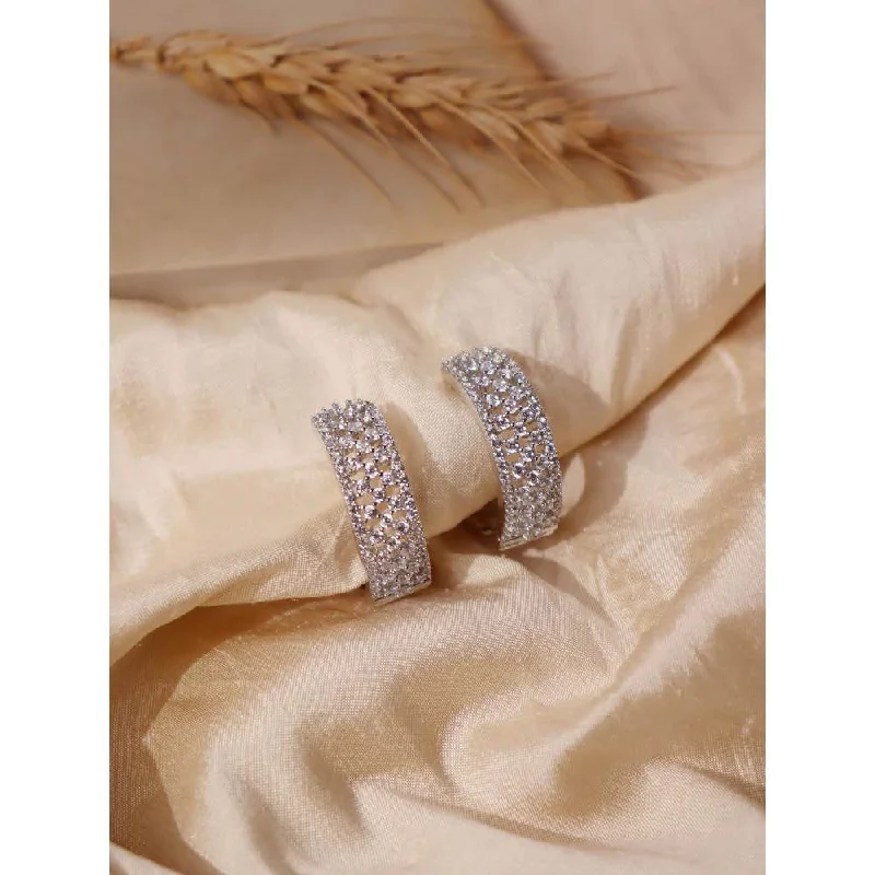 women's petite earrings-Curio Cottage Diamante Cubic Zirconia Hoop Earrings