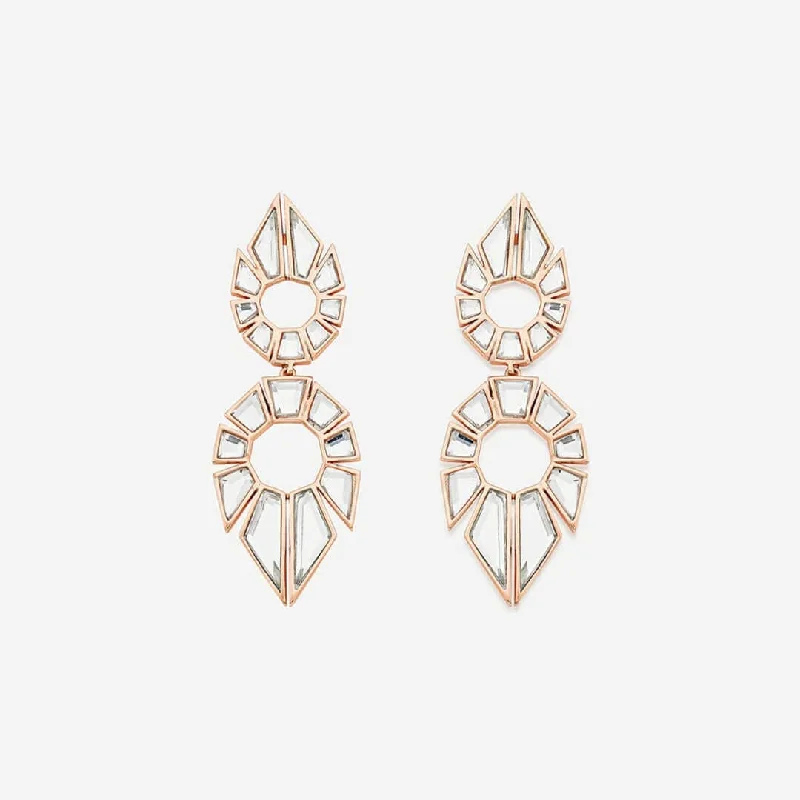 women's geometric earrings-Bombay Deco Statement Mirror Earrings