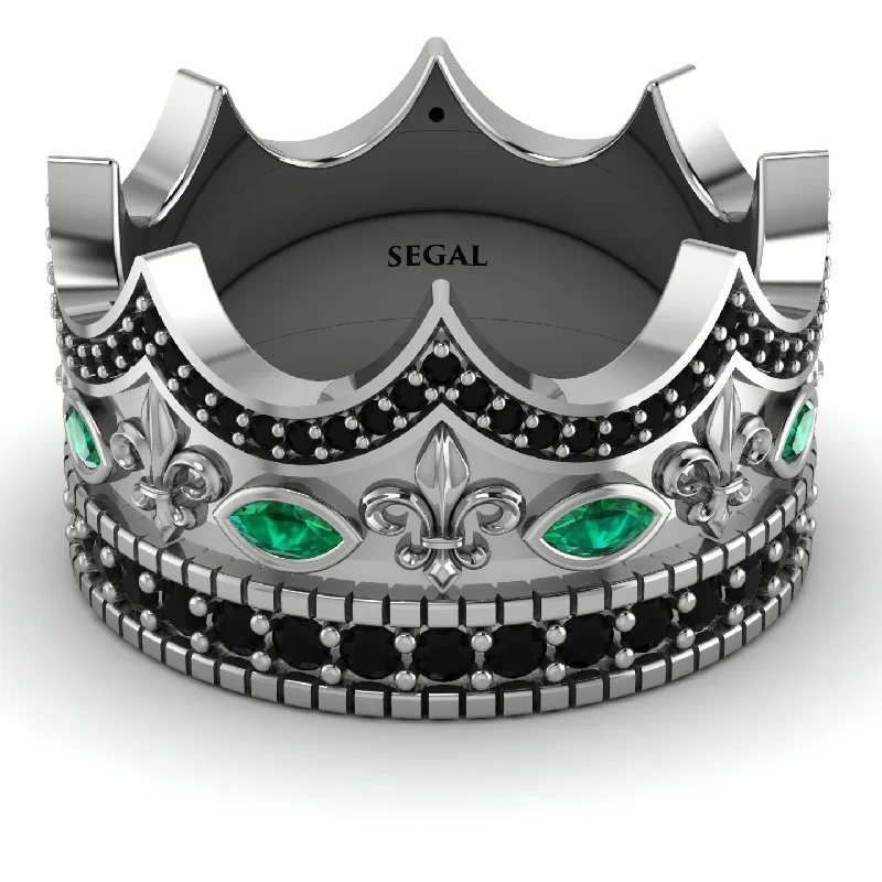 women's split shank rings-Royal Black Diamond Crown Ring For Men - Harold No. 36