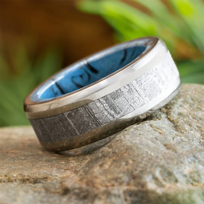 women's personalized engagement rings-Meteorite & Mokume Gane Men's Wedding Band