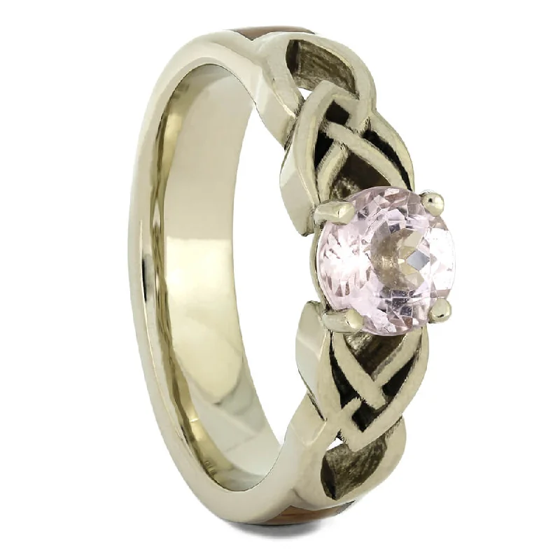 women's delicate engagement rings-Solitaire Morganite Engagement Ring with Wood