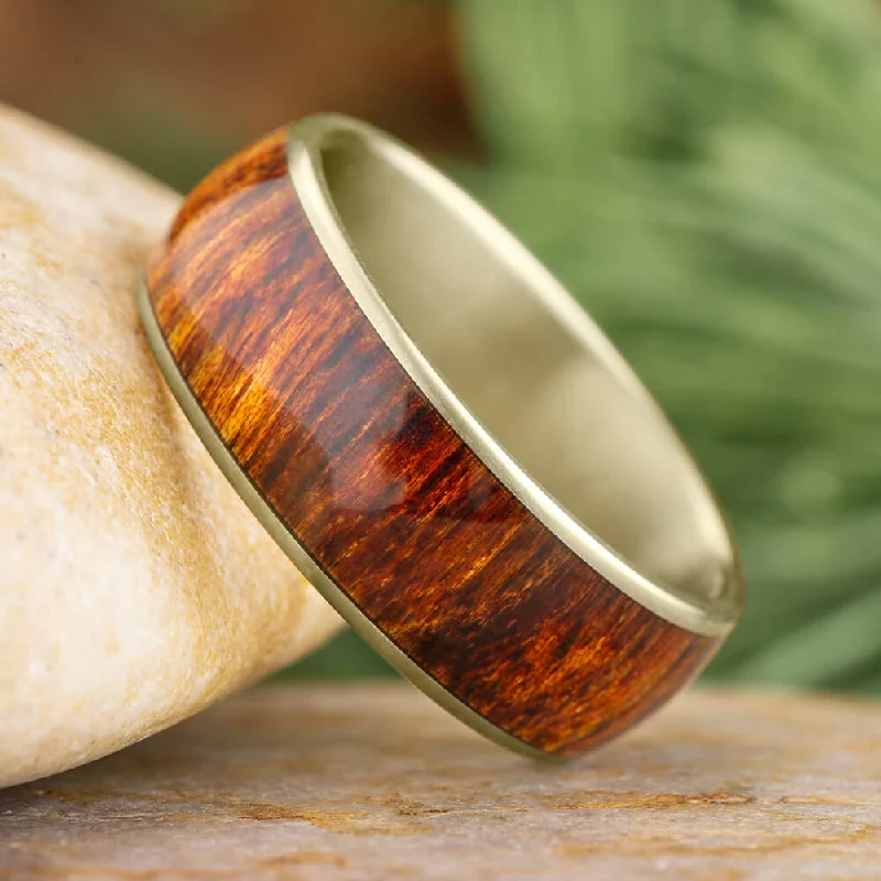 women's knot rings-White Gold and Caribbean Rosewood Wedding Band