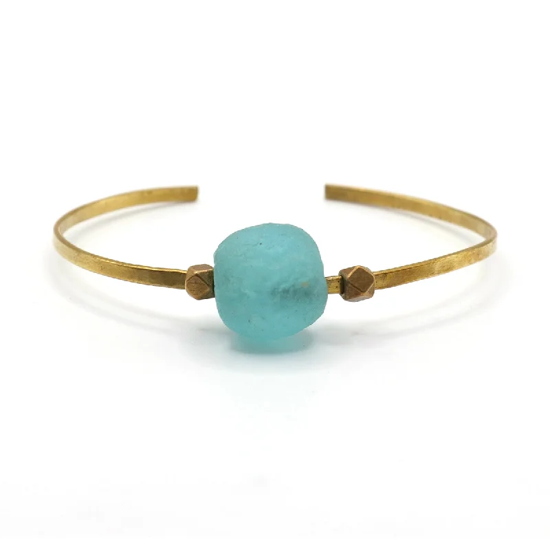 women's dainty bangle bracelets-Aqua Jasmine Cuff