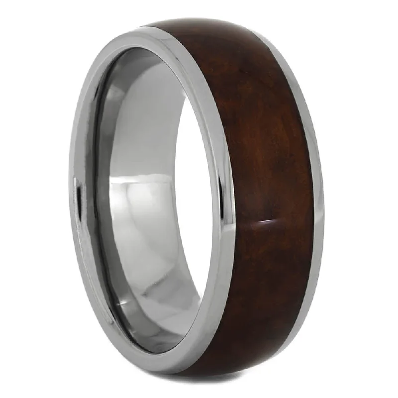 women's fashion engagement rings-Amboyna Wood Wedding Band in Titanium