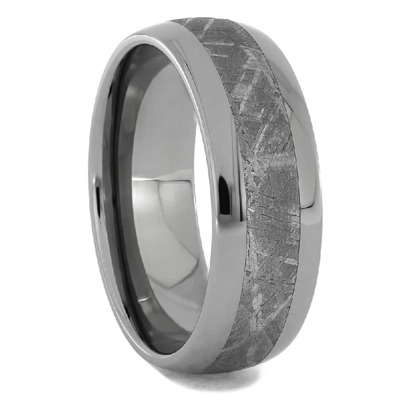 women's marquise engagement rings-Genuine Meteorite Men's Wedding Band