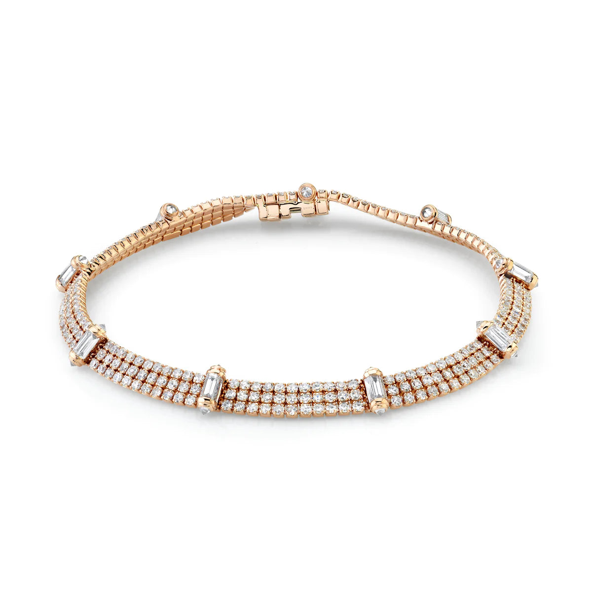 women's chic bracelets-Triple Thread & Ripple Diamond Bracelet