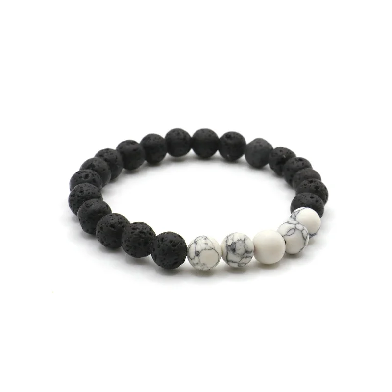 women's hypoallergenic bracelets-Men's Lava Bead and Howlite Stone Bracelet