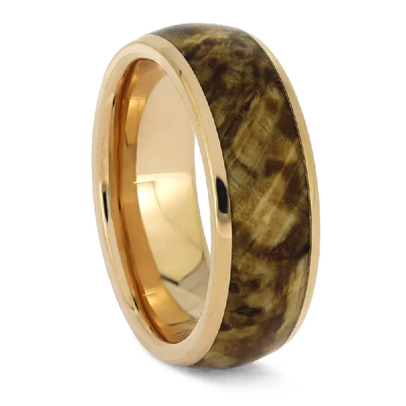 women's trillion cut engagement rings-Rose Gold Wedding Band with Black Ash Burl Wood