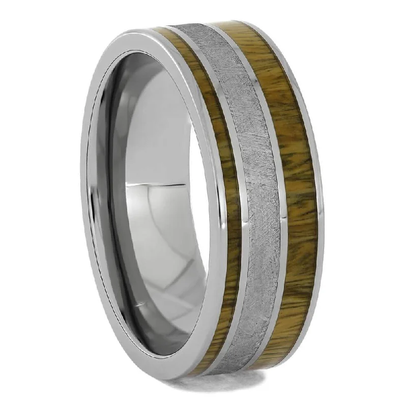 women's designer engagement rings-Lignum Vitae & Meteorite Wedding Band