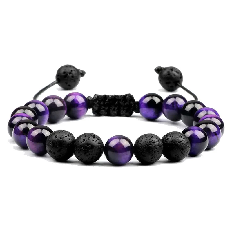 Purple Tiger Eye Volcanic Stone Bracelet