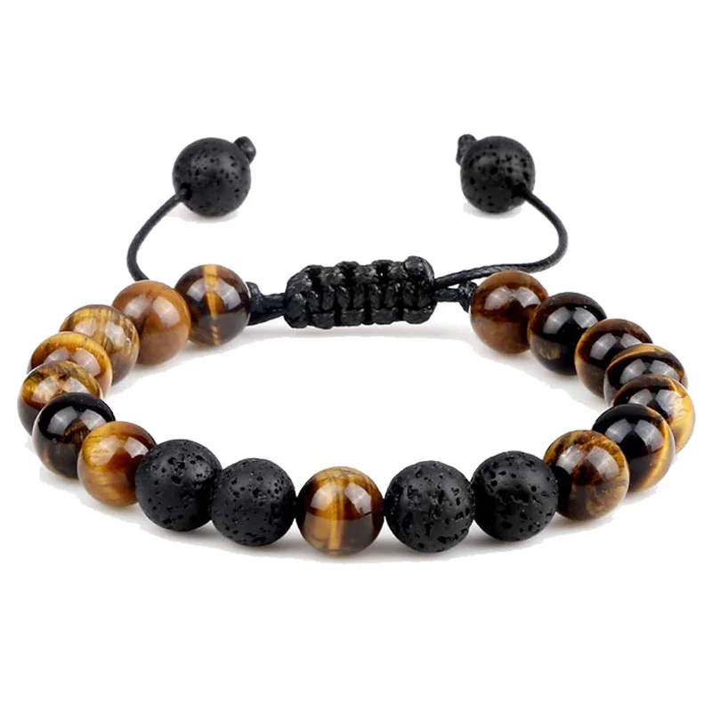 Yellow Tiger Eyes Volcanic Stone Bracelet