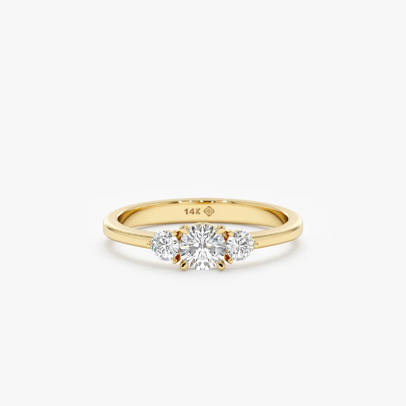 women's rose gold engagement rings-3 Diamond Engagement Ring, Vida