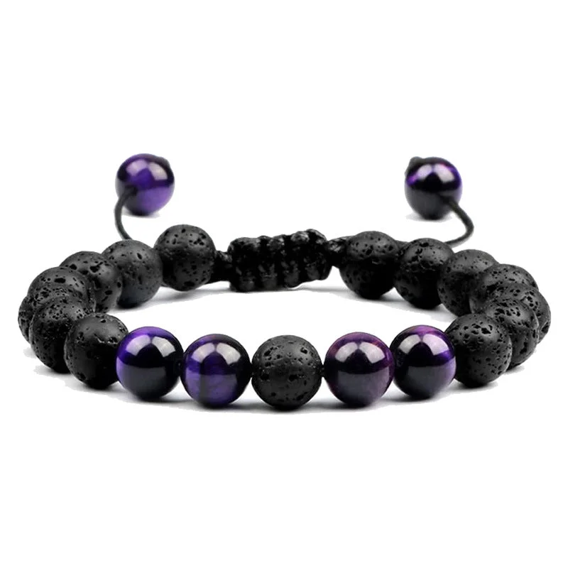 Volcanic Rock Purple Tiger Eye Bracelet