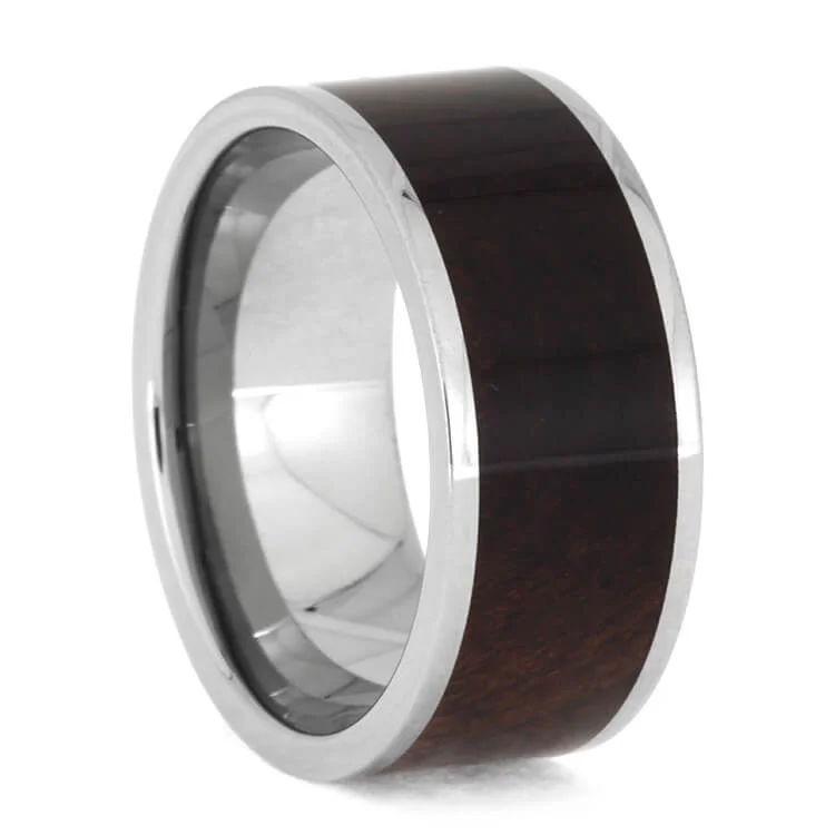 women's hidden halo engagement rings-Honduran Rosewood Burl Titanium Wedding Band